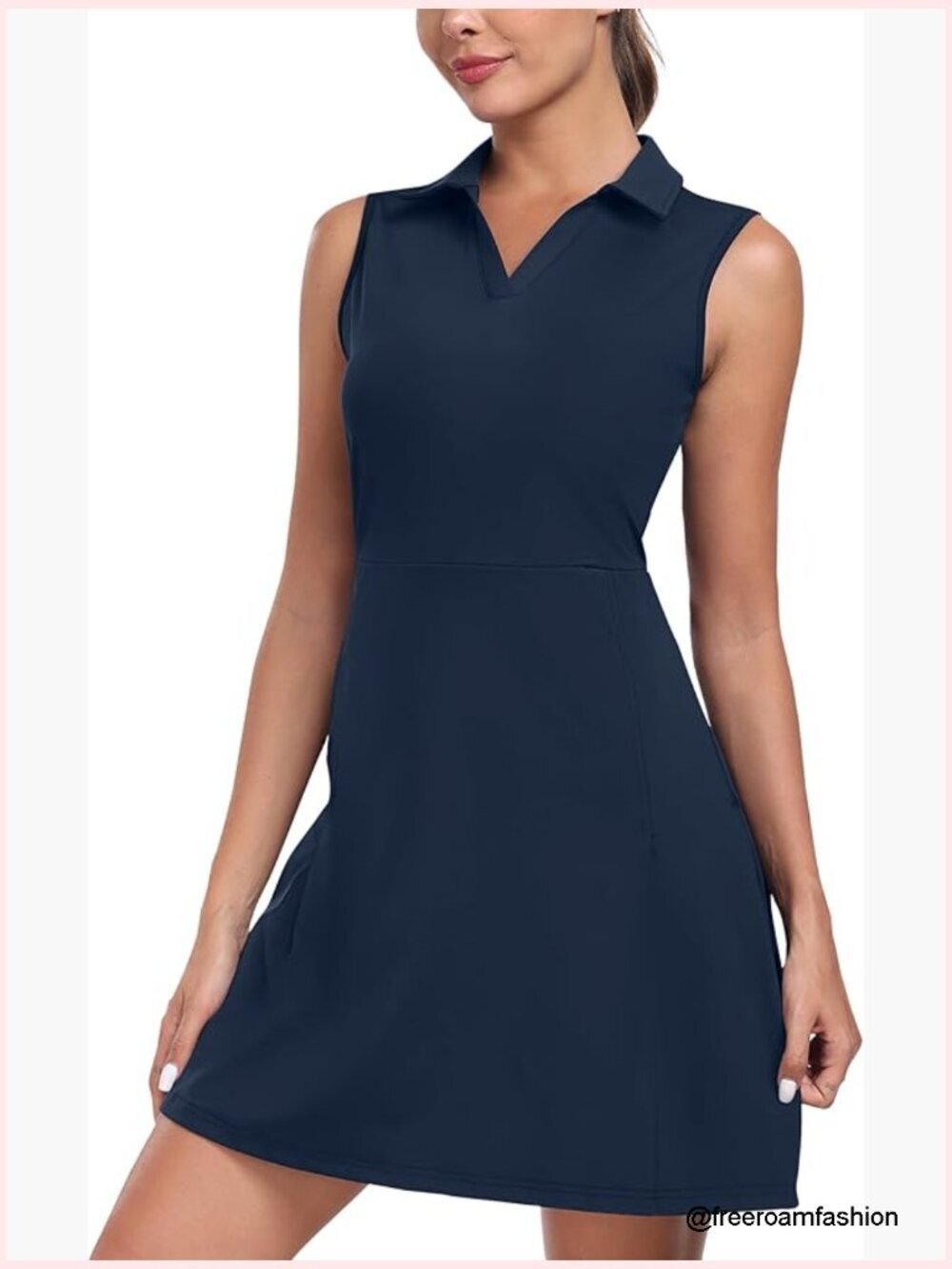 Sleeveless Athletic Dress with Pockets Active Polo Workout Dress